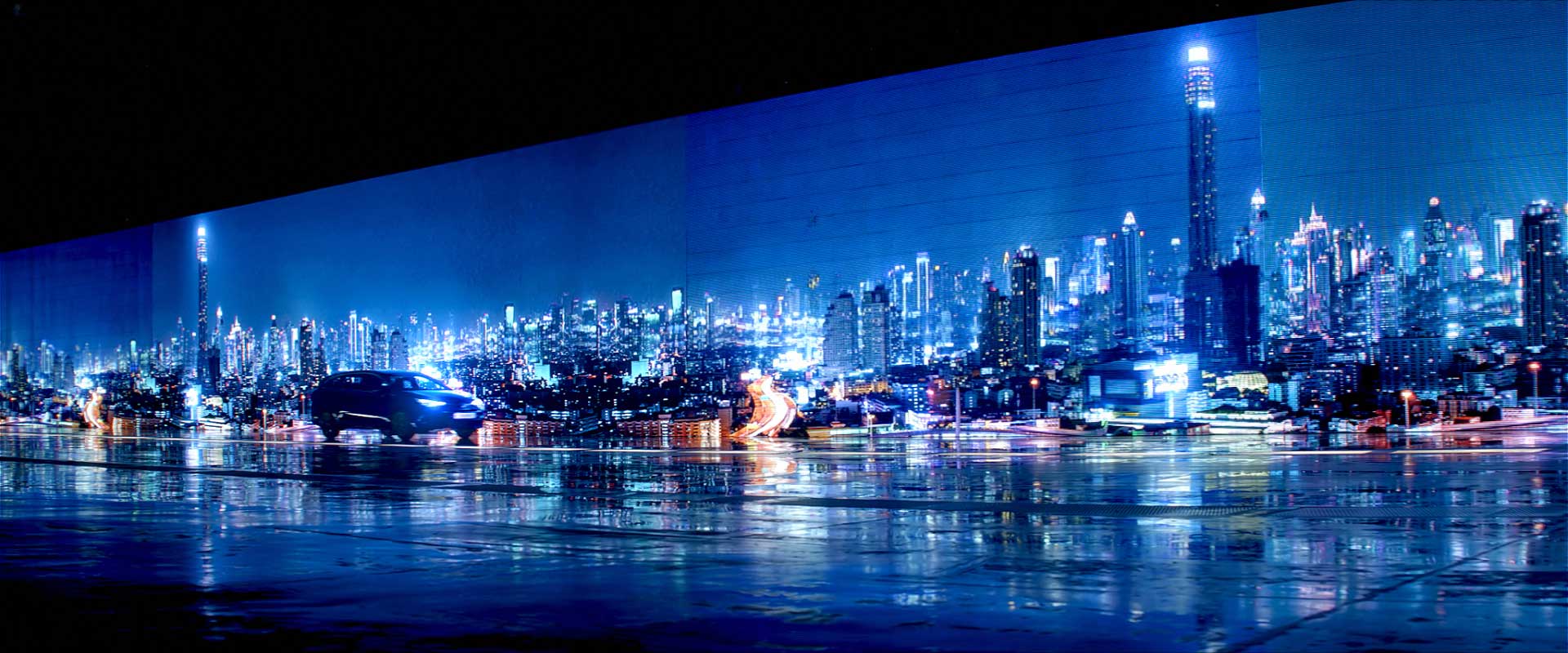 Car with citylights in studio. Still from Toyota Avensis - Commercial