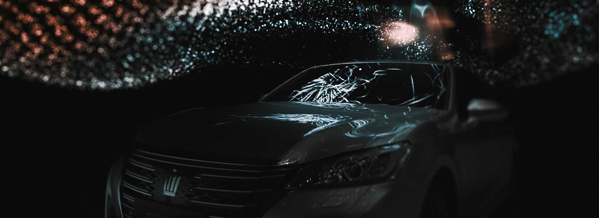 Car with lights. Still from Toyota Crown commercial