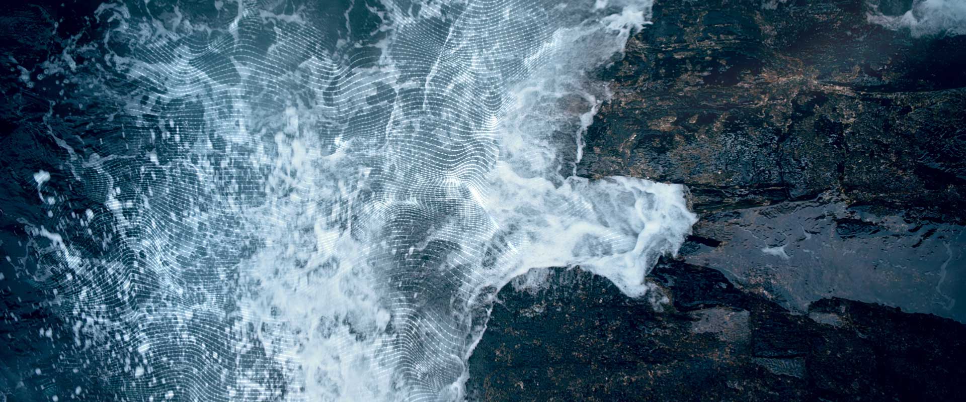 Dramatic coastline with cgi effects. Still from Lexus 