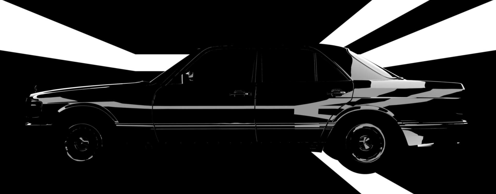 Car in black. Still from Mercedes-Benz Commercial.