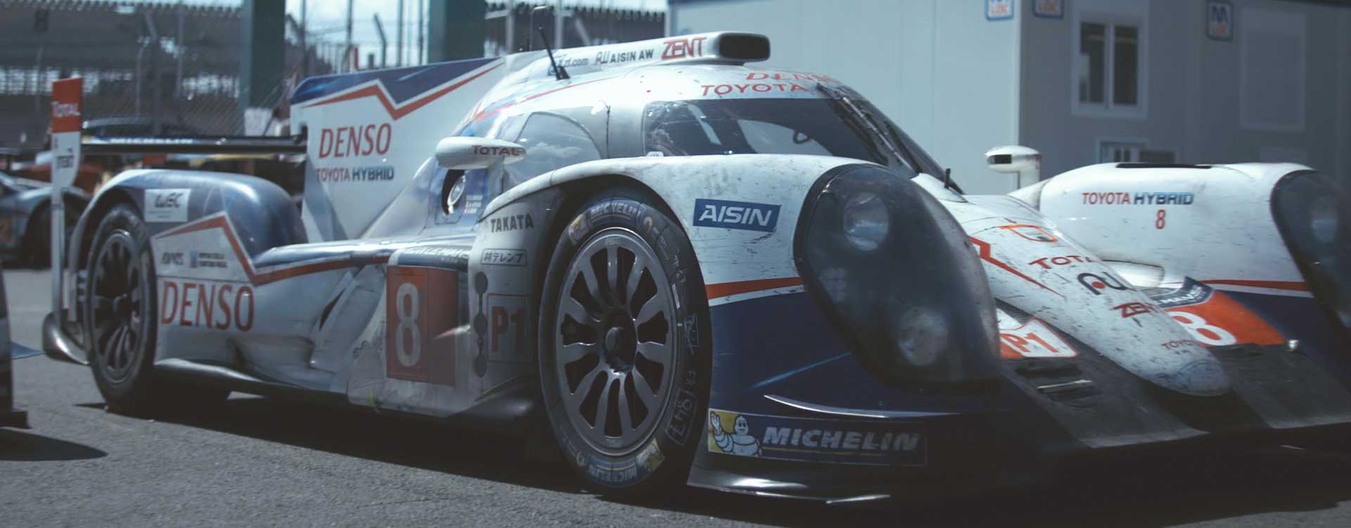 Racing car frontal view. Still from Toyota Hybrid Racing - Commercial Barbeque Design