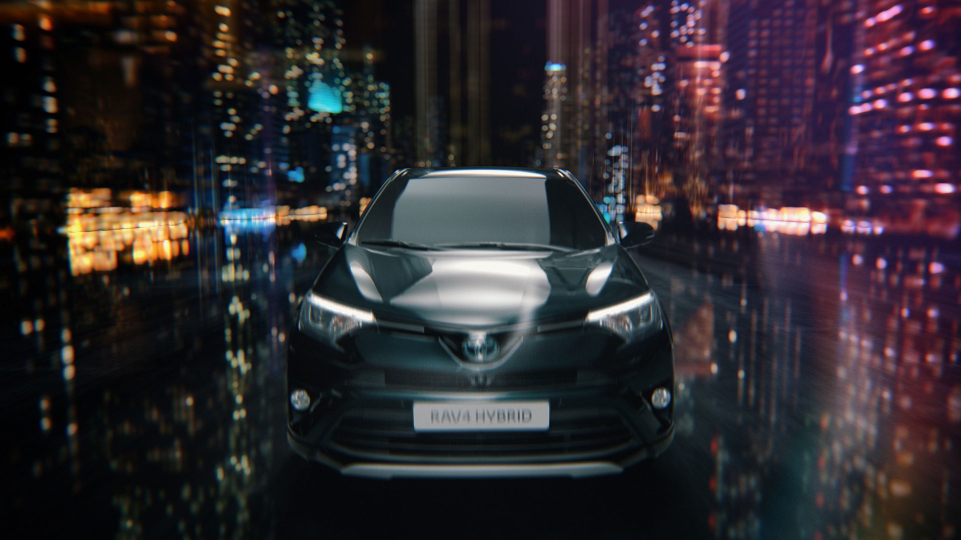 Frontview of car. Still from Toyota RAV4.