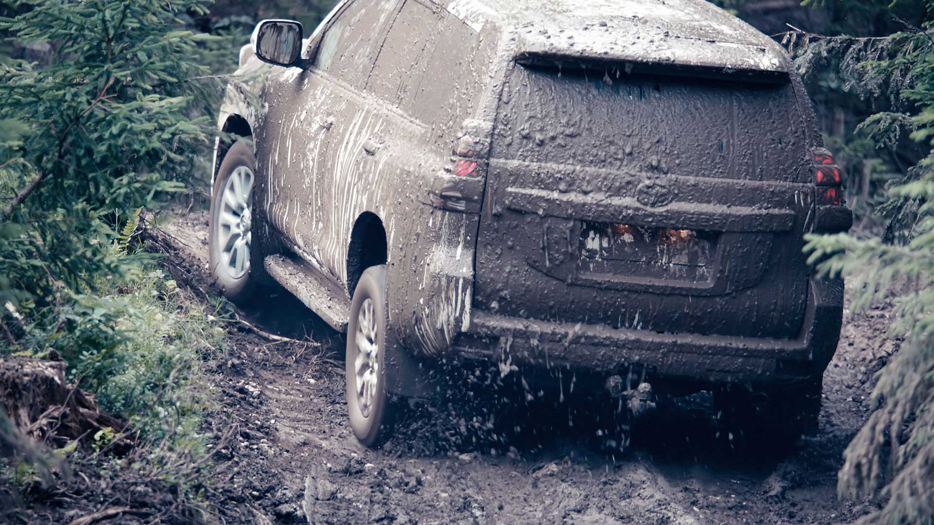 Covered with dirt. Still from Toyota Landcruiser.